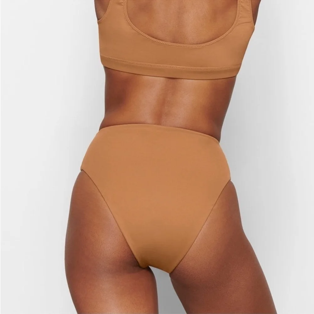 Skims Swim Almond Recycled Swim Mid Waist Bikini Bottom Almond Size XXS